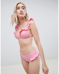Top bikini con volant rosa di Pieces