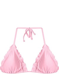 Top bikini con volant rosa