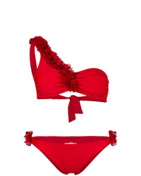 Top bikini con volant rosso di La Reveche
