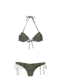 Top bikini con volant verde oliva di Lygia & Nanny