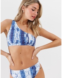 Top bikini effetto tie-dye azzurro di Luxe Palm