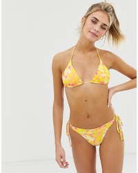 Top bikini effetto tie-dye giallo