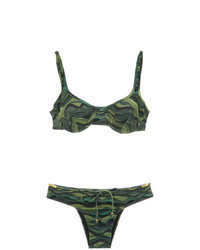 Top bikini geometrico verde oliva
