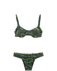 Top bikini geometrico verde oliva di Amir Slama