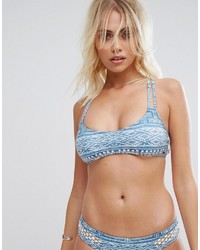 Top bikini in rete azzurro