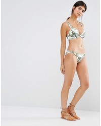 Top bikini in rete stampato marrone chiaro di Asos