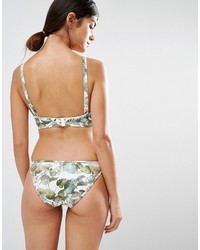 Top bikini in rete stampato marrone chiaro di Asos