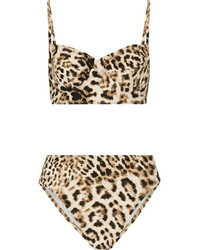 Top bikini leopardato marrone chiaro