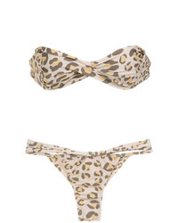 Top bikini leopardato marrone chiaro di Amir Slama