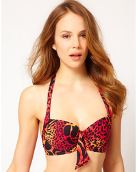 Top bikini leopardato rosso di Asos
