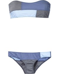 Top bikini patchwork blu di Lisa Marie Fernandez