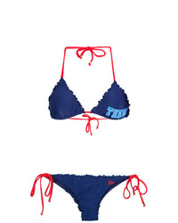 Top bikini ricamato blu scuro di Amir Slama