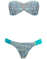 Top bikini stampato azzurro di BRIGITTE