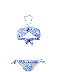 Top bikini stampato azzurro di Emmanuela Swimwear