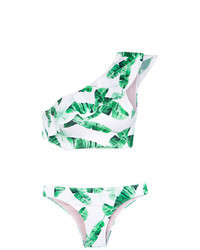 Top bikini stampato bianco e verde