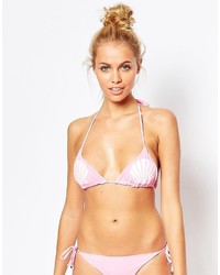 Top bikini stampato rosa
