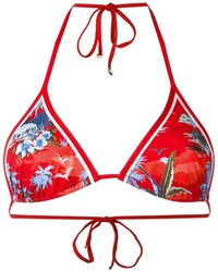 Top bikini stampato rosso