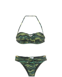 Top bikini stampato verde oliva di Amir Slama