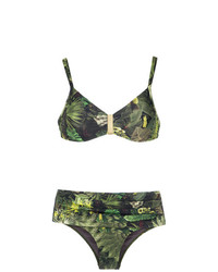 Top bikini stampato verde oliva di Lygia & Nanny