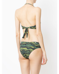 Top bikini stampato verde oliva di Amir Slama