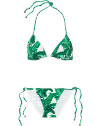 Top bikini stampato verde