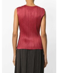 Top senza maniche a pieghe rosso di Pleats Please By Issey Miyake
