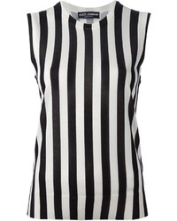 Top senza maniche a righe verticali nero e bianco di Dolce & Gabbana
