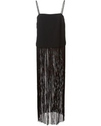 Top senza maniche con frange nero di DKNY