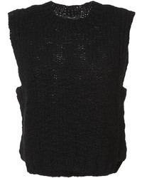 Top senza maniche di lana lavorato a maglia nero di Derek Lam