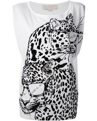 Top senza maniche leopardato bianco e nero di Stella McCartney