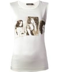 Top senza maniche stampato bianco di Dolce & Gabbana