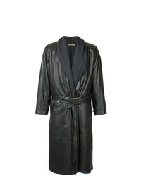 Trench in pelle nero di Issey Miyake Vintage