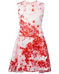 Vestito a pieghe a fiori bianco e rosso di Giambattista Valli