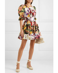 Vestito a pieghe a fiori multicolore di Dolce & Gabbana