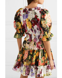 Vestito a pieghe a fiori multicolore di Dolce & Gabbana