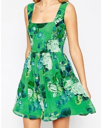 Vestito a pieghe a fiori verde di Asos
