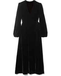 Vestito a portafoglio di velluto nero di Les Rêveries