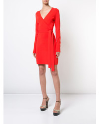 Vestito a portafoglio lavorato a maglia rosso di Dvf Diane Von Furstenberg