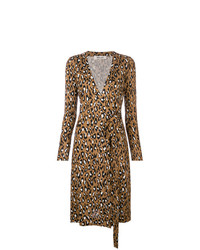 Vestito a portafoglio leopardato marrone di Dvf Diane Von Furstenberg