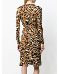Vestito a portafoglio leopardato marrone di Dvf Diane Von Furstenberg