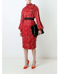 Vestito a trapezio a fiori rosso di Nina Ricci Vintage