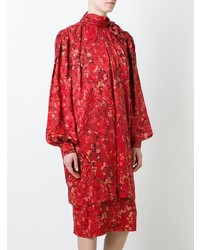 Vestito a trapezio a fiori rosso di Nina Ricci Vintage