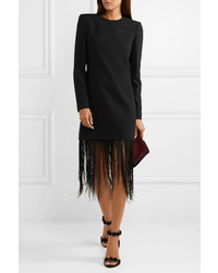 Vestito a trapezio di lana con frange nero di Givenchy