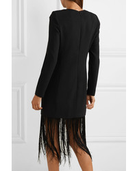 Vestito a trapezio di lana con frange nero di Givenchy