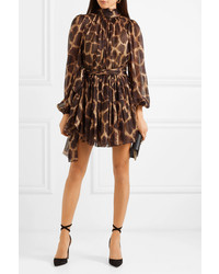 Vestito a trapezio leopardato marrone di Dolce & Gabbana