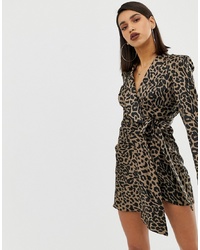Vestito a trapezio leopardato nero di ASOS DESIGN