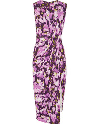 Vestito a tubino a fiori viola