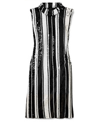 Vestito a tubino con paillettes a righe verticali nero