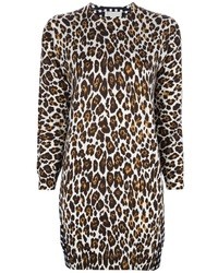 Vestito a tubino di lana leopardato marrone chiaro di Stella McCartney