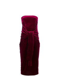 Vestito a tubino di velluto viola melanzana di Norma Kamali